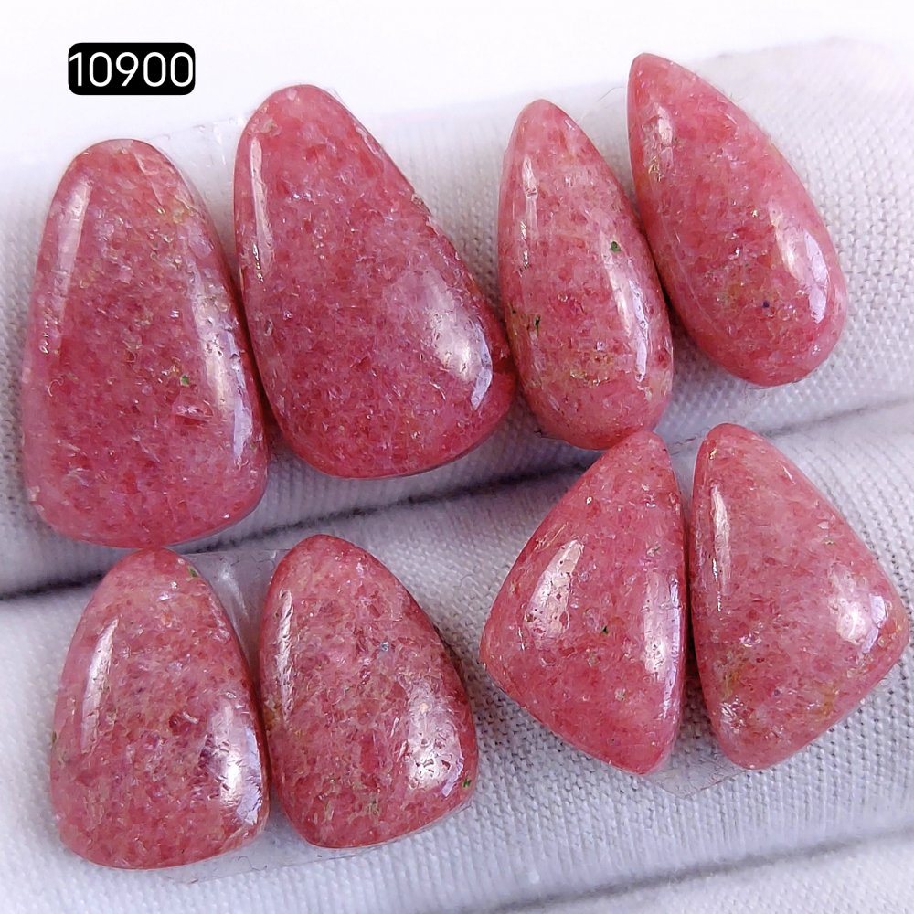 4Pair 65Cts Natural Rhodonite Cabochon Loose Gemstone Crystal Pair Lot for Earrings 20x10 15x10mm #10900