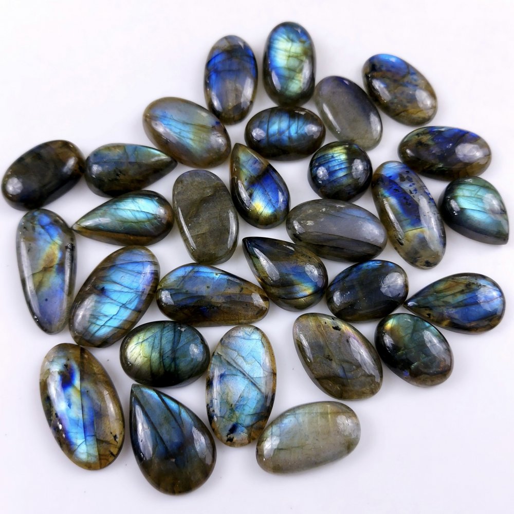 29 Pcs334Cts Natural Multifire Labradorite Loose Cabochon Flat Back Gemstone Lot For Jewelry Making 23x10 15x10mm#1091