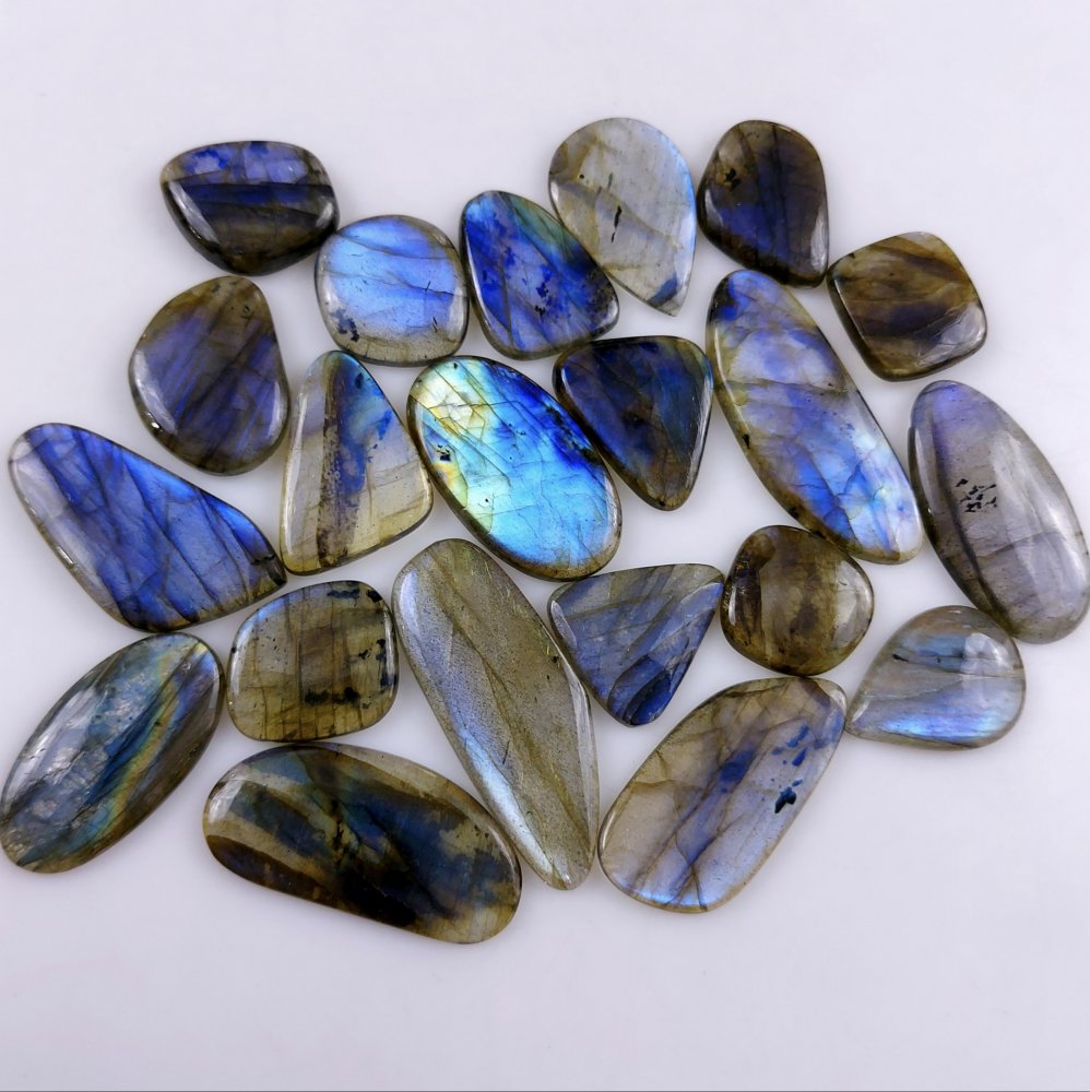 21 Pcs260Cts Natural Multifire Labradorite Loose Cabochon Flat Back Gemstone Lot For Jewelry Making 37x13 16x16mm#1092