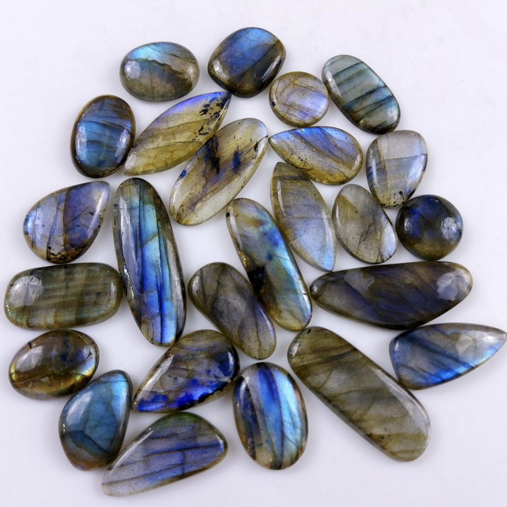 25 Pcs146Cts Natural Multifire Labradorite Loose Cabochon Flat Back Gemstone Lot For Jewelry Making 26x10 8x8mm#1095