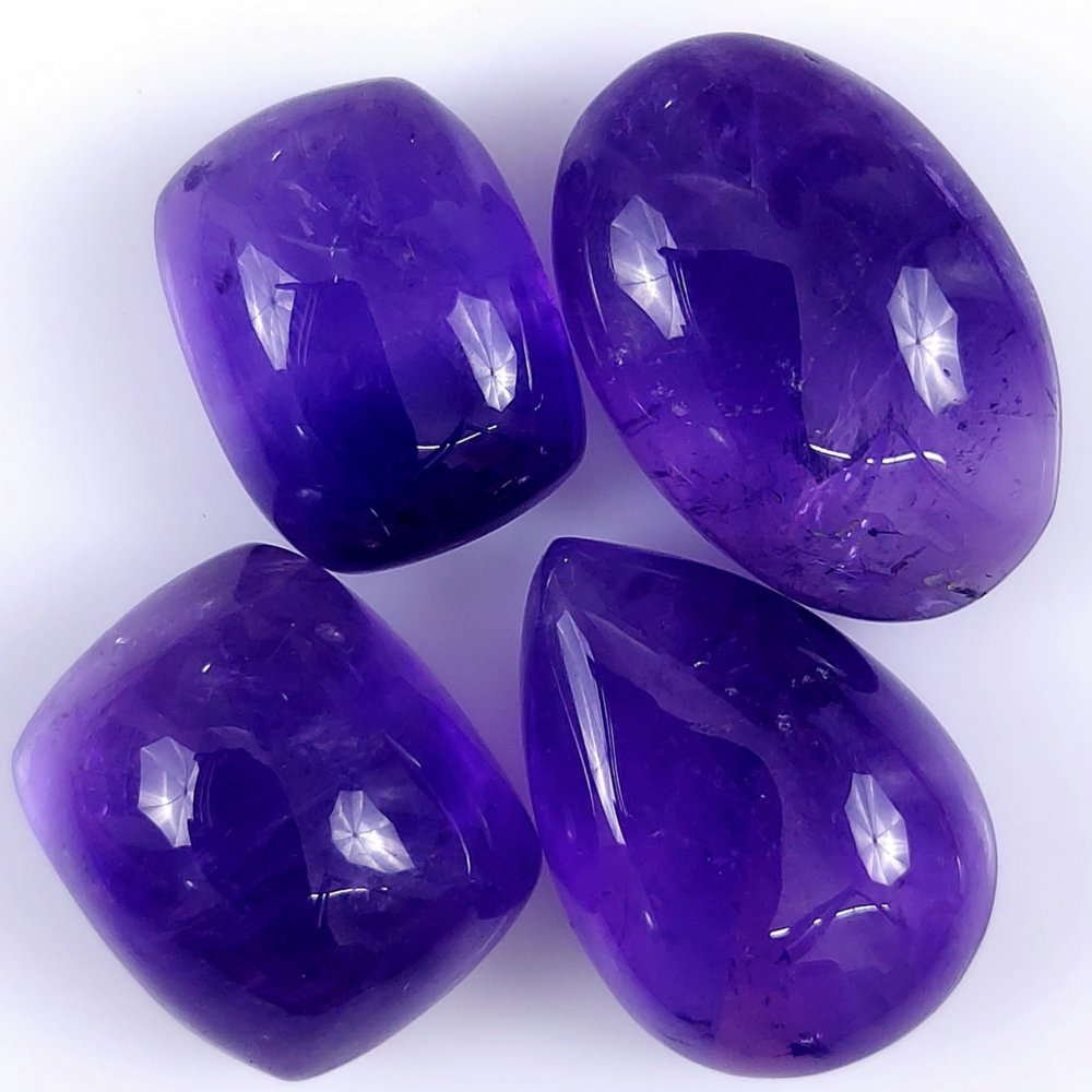 4Pcs 104Cts. Natural Amethyst Cabochon Purple Loose Gemstone For Jewelry Making#110