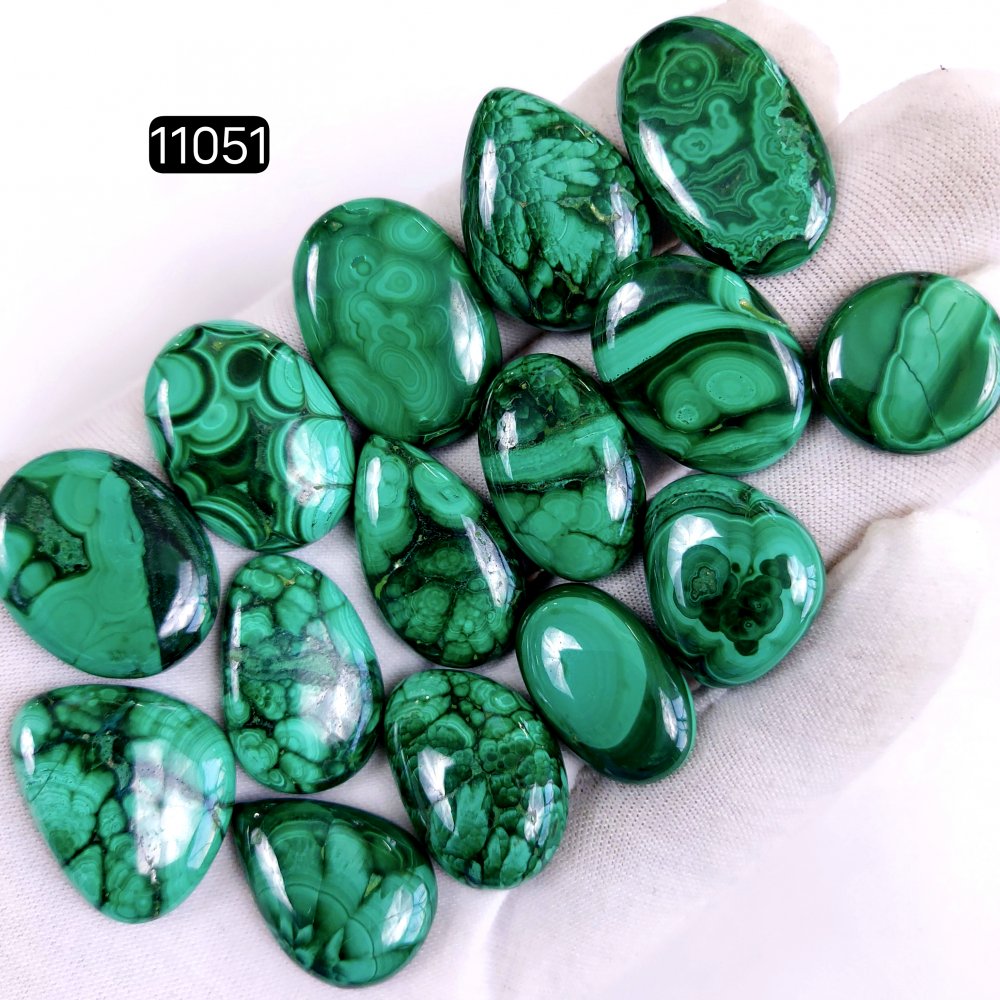 15Pcs 387Cts Natural Malachite Cabochon Loose Gemstone Green Malachite Jewelry Wire Wrapped Pendant Back Unpolished Semi-Precious Healing Crystal Lots 28x20-18x18mm #11051