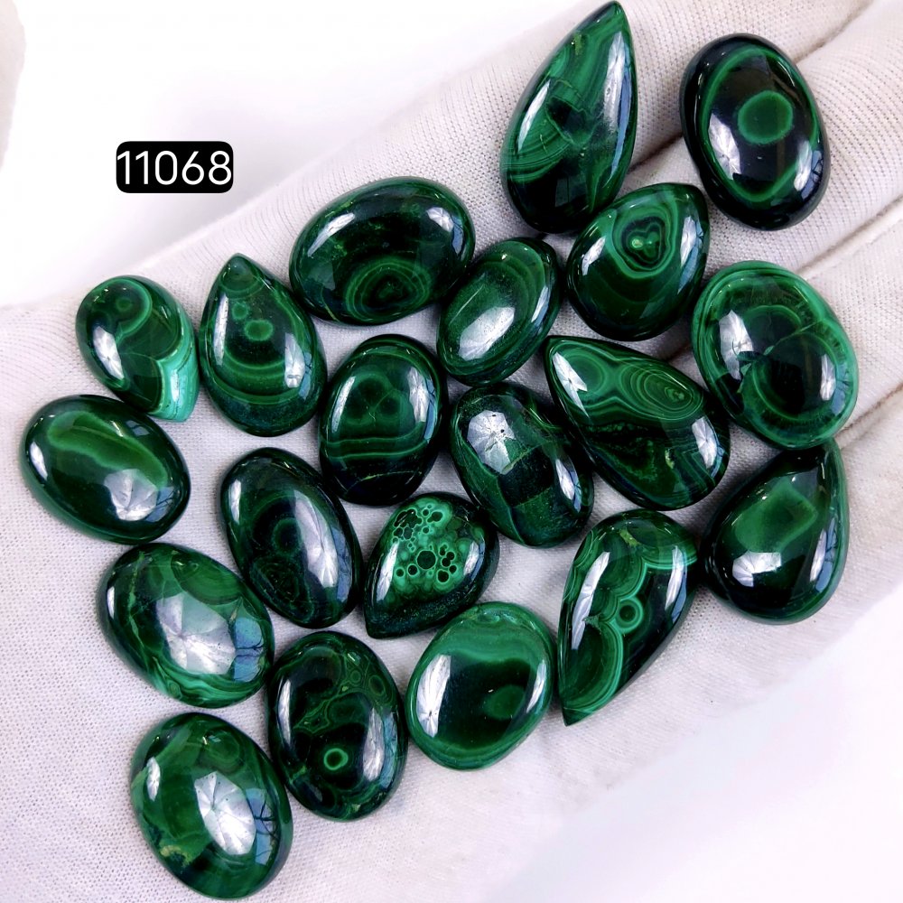 20Pcs 398Cts Natural Malachite Cabochon Loose Gemstone Green Malachite Jewelry Wire Wrapped Pendant Back Unpolished Semi-Precious Healing Crystal Lots 25x15-20x12mm #11068