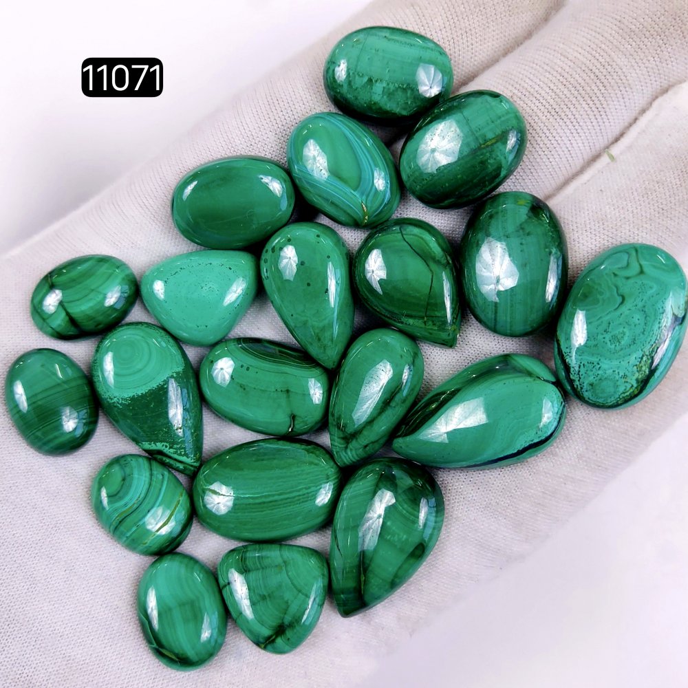 20Pcs 343Cts Natural Malachite Cabochon Loose Gemstone Green Malachite Jewelry Wire Wrapped Pendant Back Unpolished Semi-Precious Healing Crystal Lots 25x15-16x12mm #11071