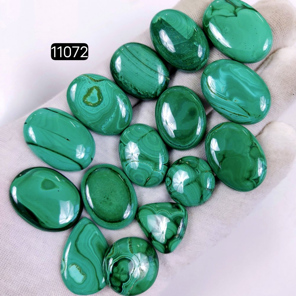 15Pcs 458Cts Natural Malachite Cabochon Loose Gemstone Green Malachite Jewelry Wire Wrapped Pendant Back Unpolished Semi-Precious Healing Crystal Lots 27x20-17x17mm #11072