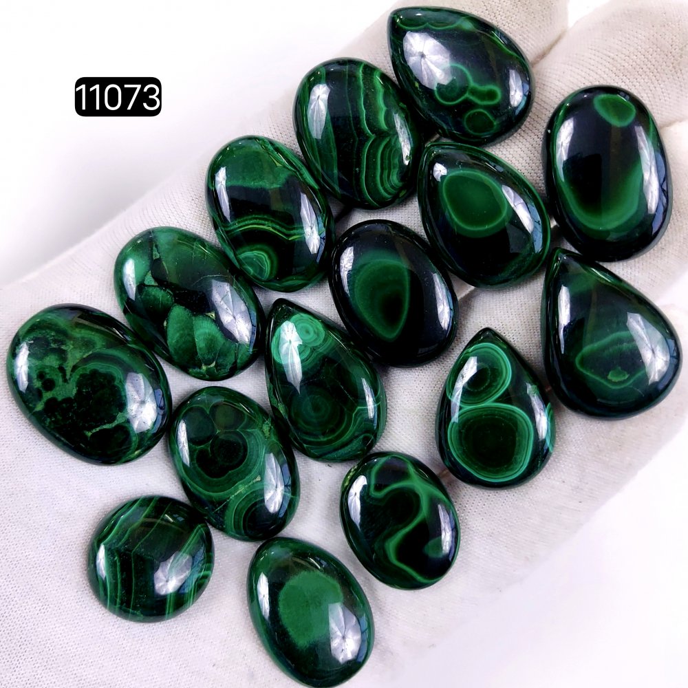 15Pcs 409Cts Natural Malachite Cabochon Loose Gemstone Green Malachite Jewelry Wire Wrapped Pendant Back Unpolished Semi-Precious Healing Crystal Lots 27x16-17x17mm #11073