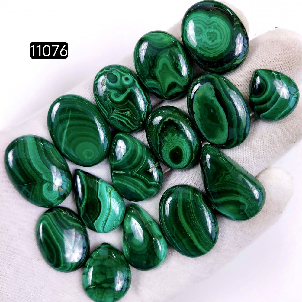 15Pcs 423Cts Natural Malachite Cabochon Loose Gemstone Green Malachite Jewelry Wire Wrapped Pendant Back Unpolished Semi-Precious Healing Crystal Lots 27x17-17x14mm #11076