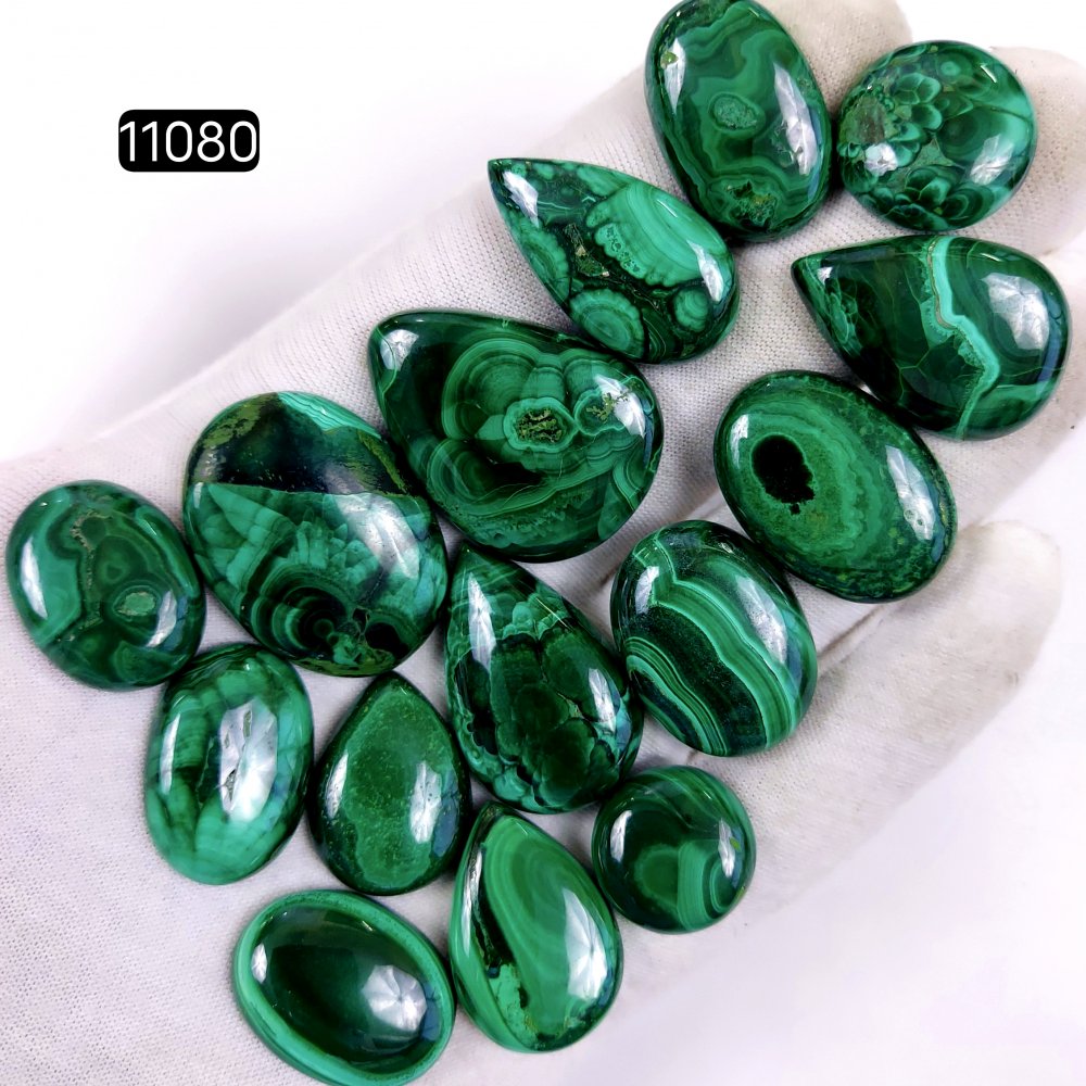10Pcs 465Cts Natural Malachite Cabochon Loose Gemstone Green Malachite Jewelry Wire Wrapped Pendant Back Unpolished Semi-Precious Healing Crystal Lots 32x24-16x16mm #11080