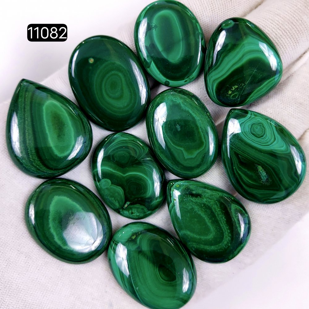 10Pcs 385Cts Natural Malachite Cabochon Loose Gemstone Green Malachite Jewelry Wire Wrapped Pendant Back Unpolished Semi-Precious Healing Crystal Lots 32x25-28x20mm #11082