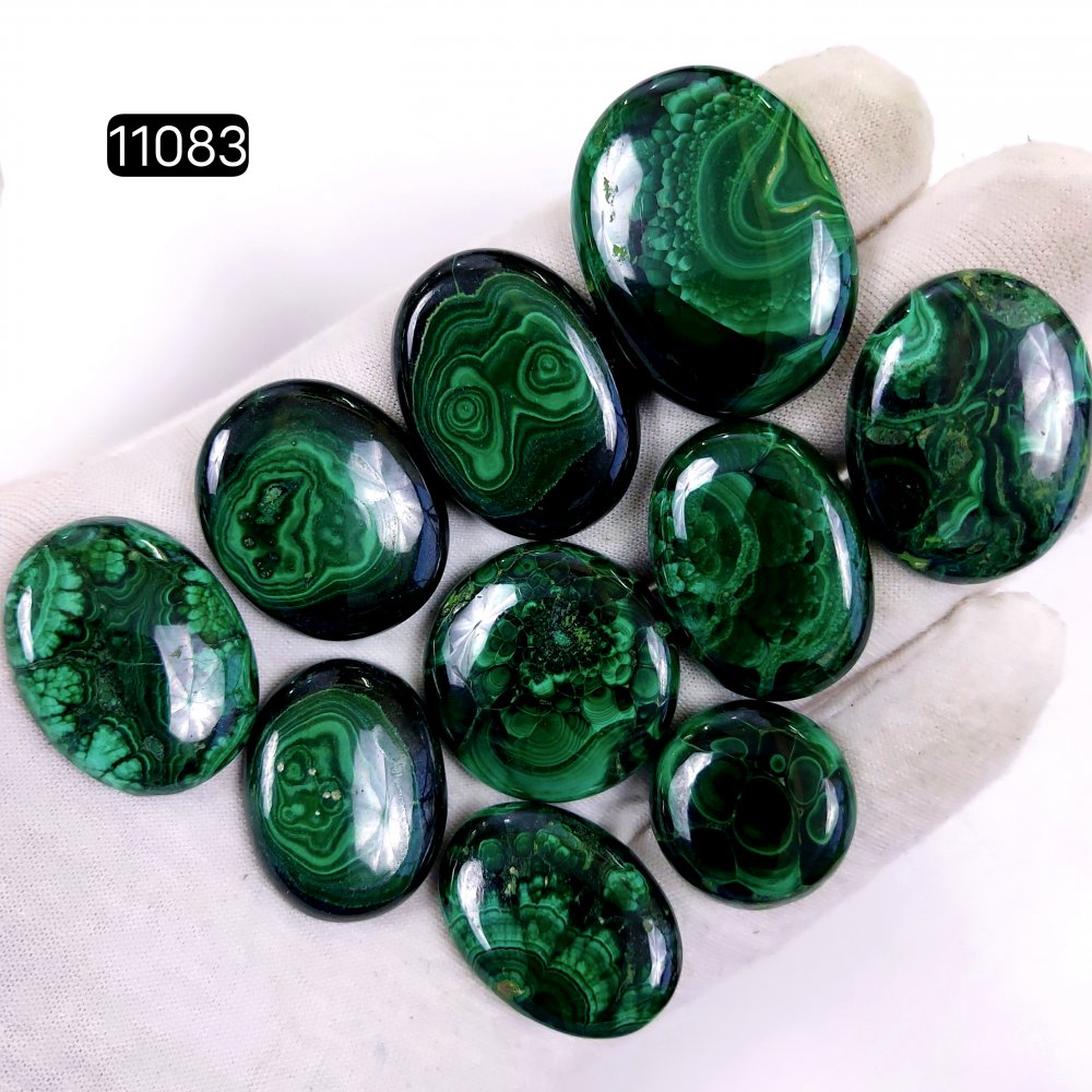 10Pcs 488Cts Natural Malachite Cabochon Loose Gemstone Green Malachite Jewelry Wire Wrapped Pendant Back Unpolished Semi-Precious Healing Crystal Lots 35x26-20x20mm #11083