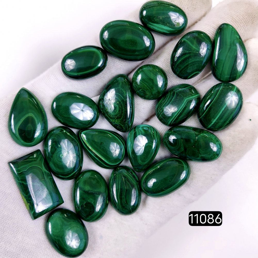20Pcs 403Cts Natural Malachite Cabochon Loose Gemstone Green Malachite Jewelry Wire Wrapped Pendant Back Unpolished Semi-Precious Healing Crystal Lots 24x15-15x15mm #11086