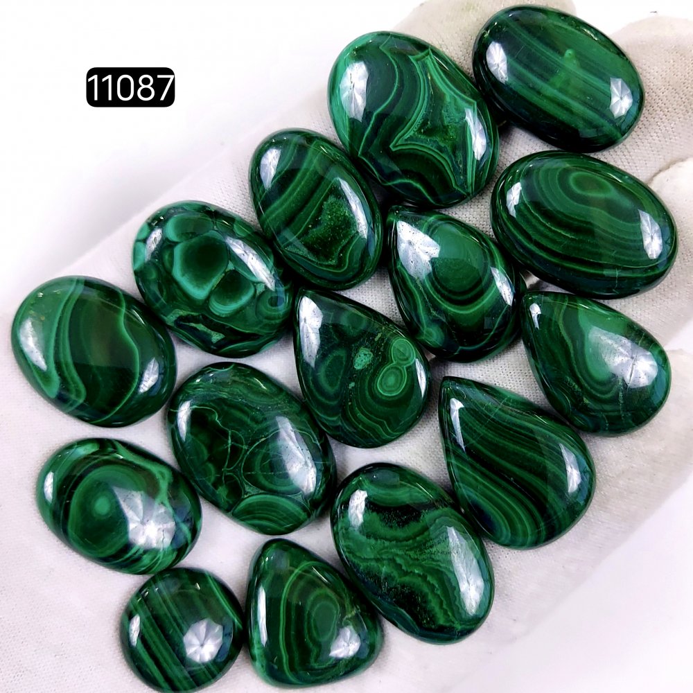 15Pcs 445Cts Natural Malachite Cabochon Loose Gemstone Green Malachite Jewelry Wire Wrapped Pendant Back Unpolished Semi-Precious Healing Crystal Lots 37x20-16x16mm #11087