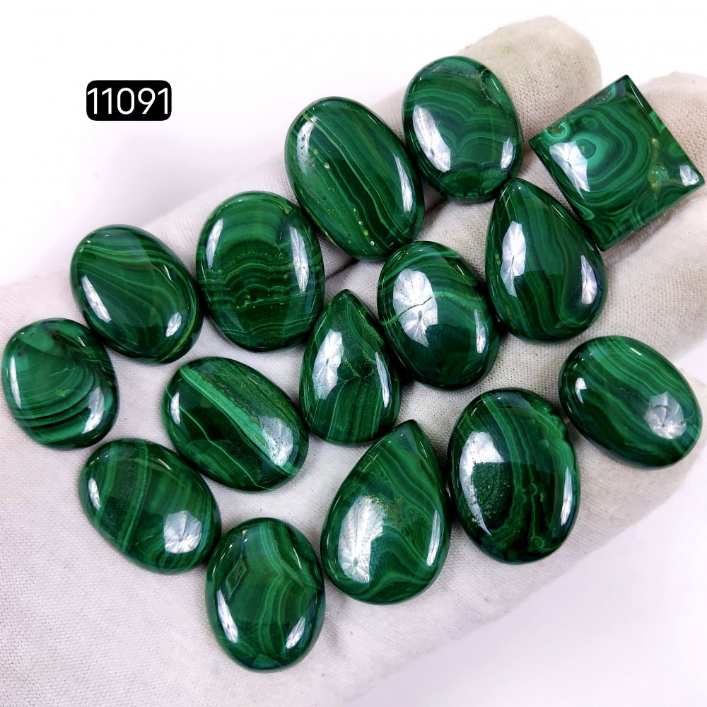 15Pcs 434Cts Natural Malachite Cabochon Loose Gemstone Green Malachite Jewelry Wire Wrapped Pendant Back Unpolished Semi-Precious Healing Crystal Lots 28x20-20x15mm #11091