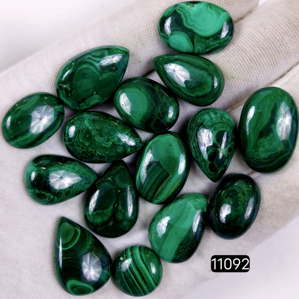 15Pcs 279Cts Natural Malachite Cabochon Loose Gemstone Green Malachite Jewelry Wire Wrapped Pendant Back Unpolished Semi-Precious Healing Crystal Lots 24x16-14x14mm #11092