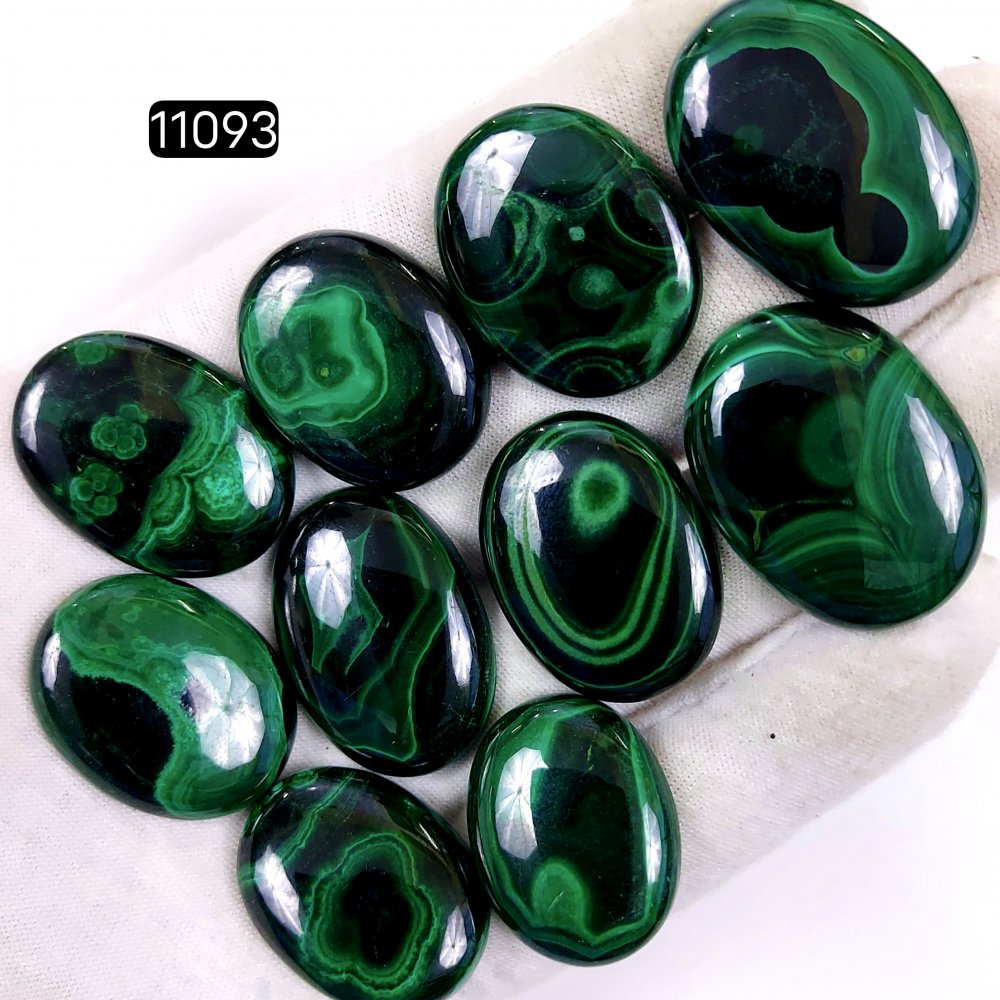 10Pcs 451Cts Natural Malachite Cabochon Loose Gemstone Green Malachite Jewelry Wire Wrapped Pendant Back Unpolished Semi-Precious Healing Crystal Lots 32x24-25x20mm #11093