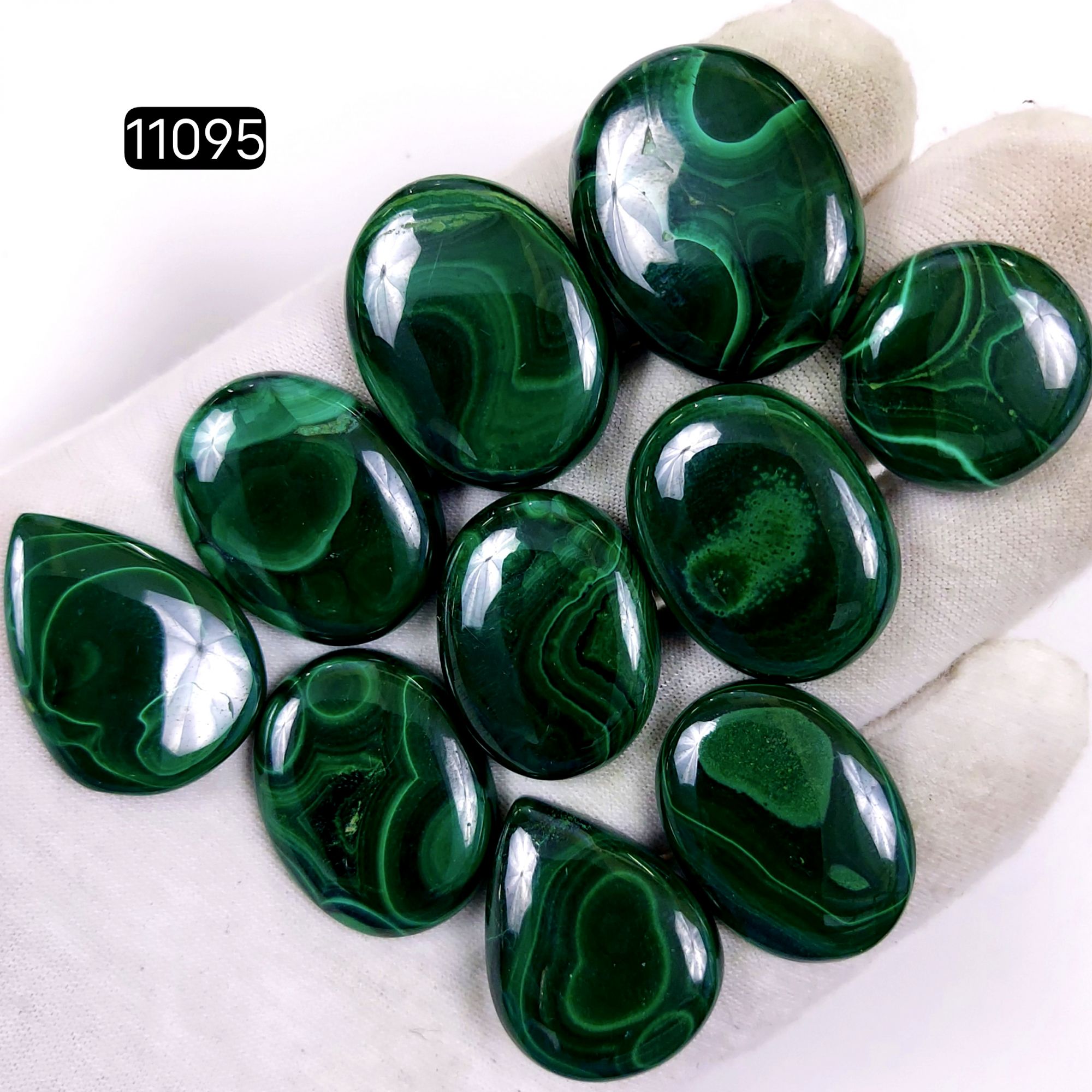 10Pcs 393Cts Natural Malachite Cabochon Loose Gemstone Green Malachite Jewelry Wire Wrapped Pendant Back Unpolished Semi-Precious Healing Crystal Lots 30x25-20x20mm R-11095