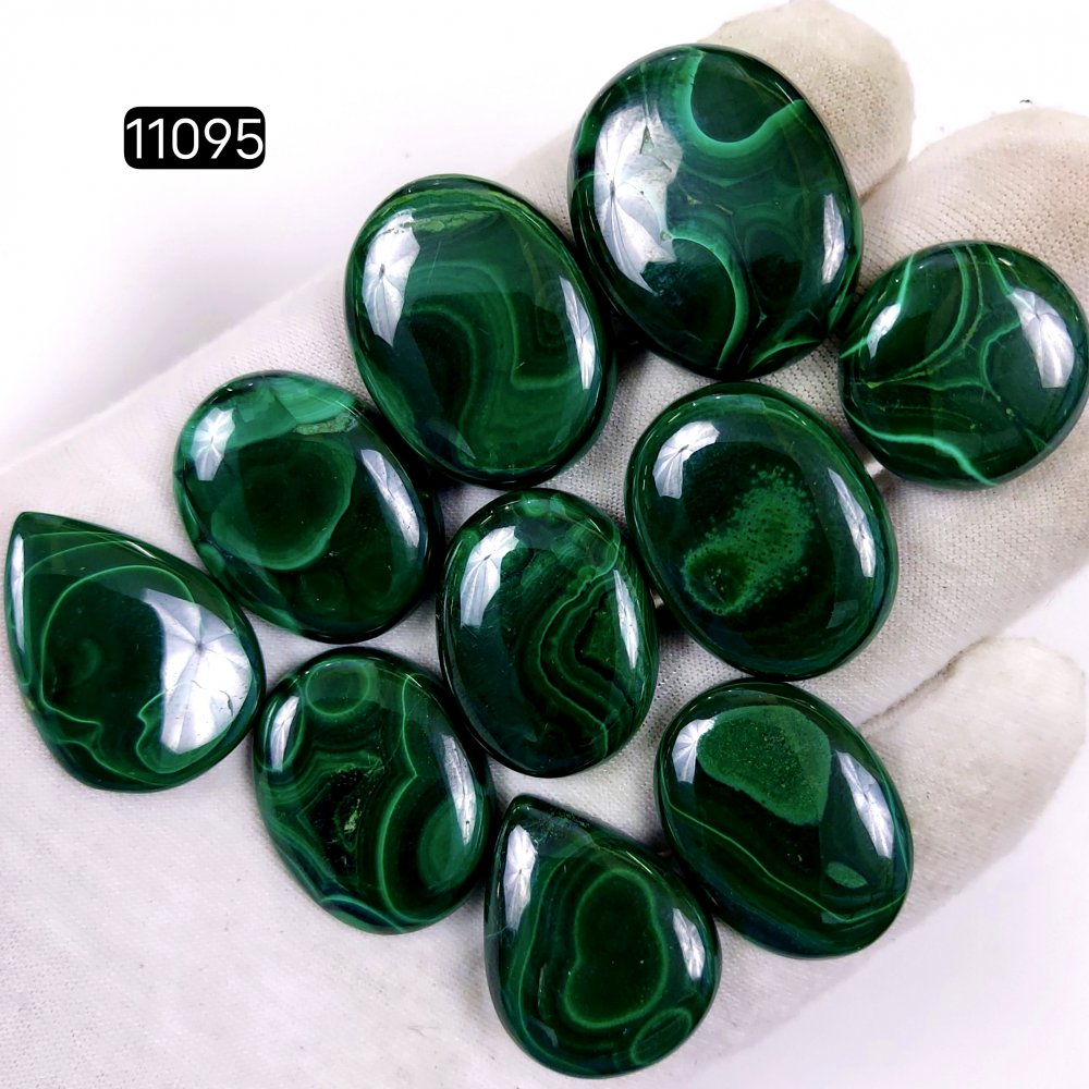10Pcs 393Cts Natural Malachite Cabochon Loose Gemstone Green Malachite Jewelry Wire Wrapped Pendant Back Unpolished Semi-Precious Healing Crystal Lots 30x25-20x20mm #11095