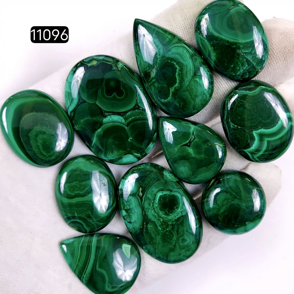 10Pcs 498Cts Natural Malachite Cabochon Loose Gemstone Green Malachite Jewelry Wire Wrapped Pendant Back Unpolished Semi-Precious Healing Crystal Lots 40x28-22x22mm #11096