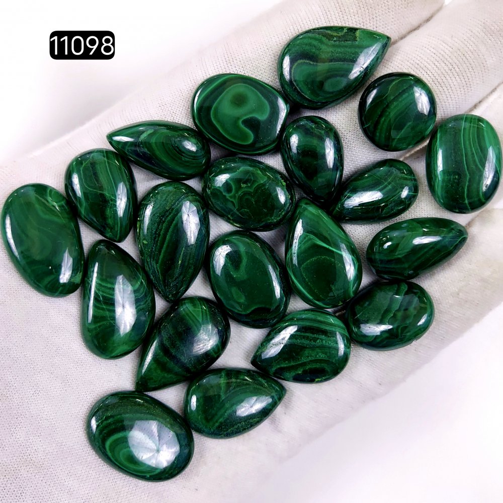 20Pcs 352Cts Natural Malachite Cabochon Loose Gemstone Green Malachite Jewelry Wire Wrapped Pendant Back Unpolished Semi-Precious Healing Crystal Lots 24x15-15x15mm #11098