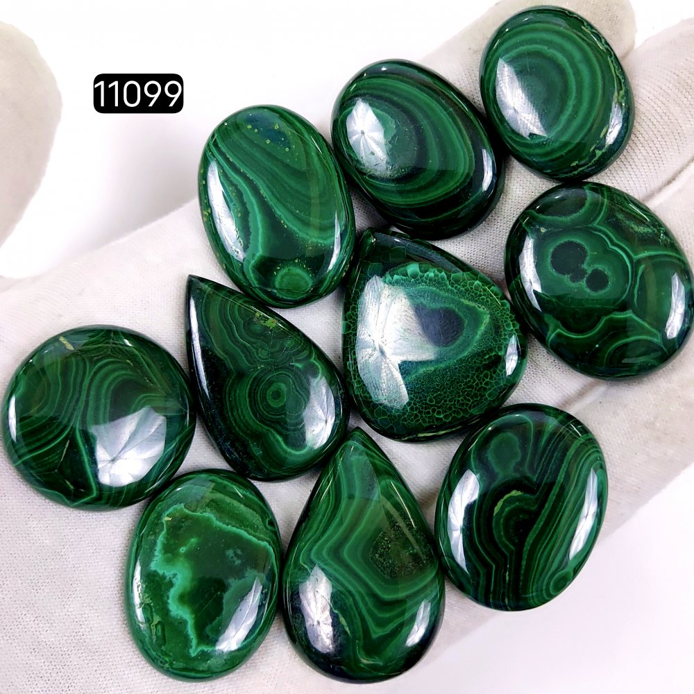 10Pcs 561Cts Natural Malachite Cabochon Loose Gemstone Green Malachite Jewelry Wire Wrapped Pendant Back Unpolished Semi-Precious Healing Crystal Lots 36x27-27x20mm #11099