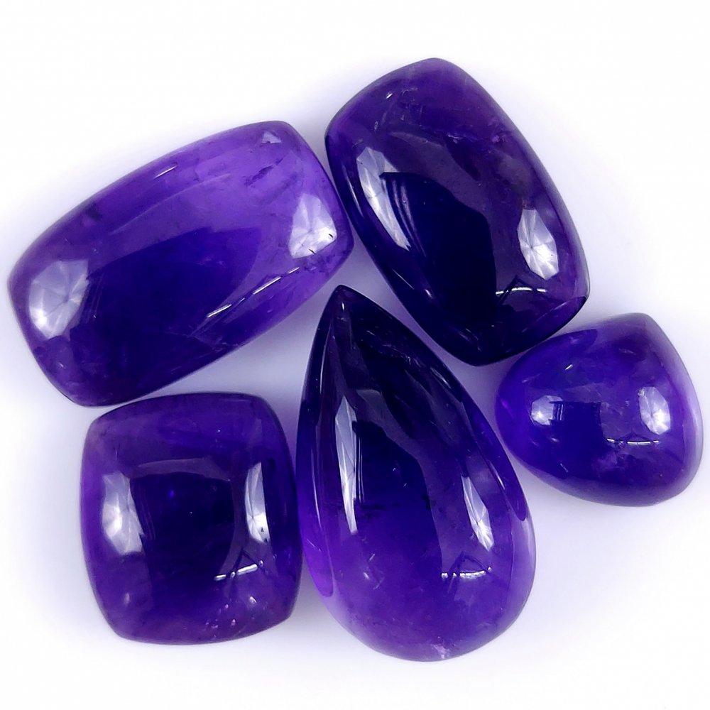 5Pcs 107Cts. Natural Purple Amethyst Cabochon Mix Shape Loose Gemstone#111
