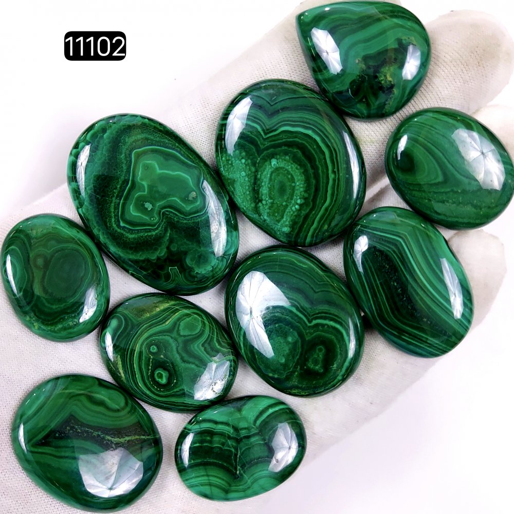 10Pcs 613Cts Natural Malachite Cabochon Loose Gemstone Green Malachite Jewelry Wire Wrapped Pendant Back Unpolished Semi-Precious Healing Crystal Lots 44x30-27x22mm #11102