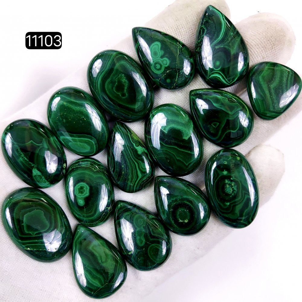 15Pcs 484Cts Natural Malachite Cabochon Loose Gemstone Green Malachite Jewelry Wire Wrapped Pendant Back Unpolished Semi-Precious Healing Crystal Lots 30x20-20x18mm #11103