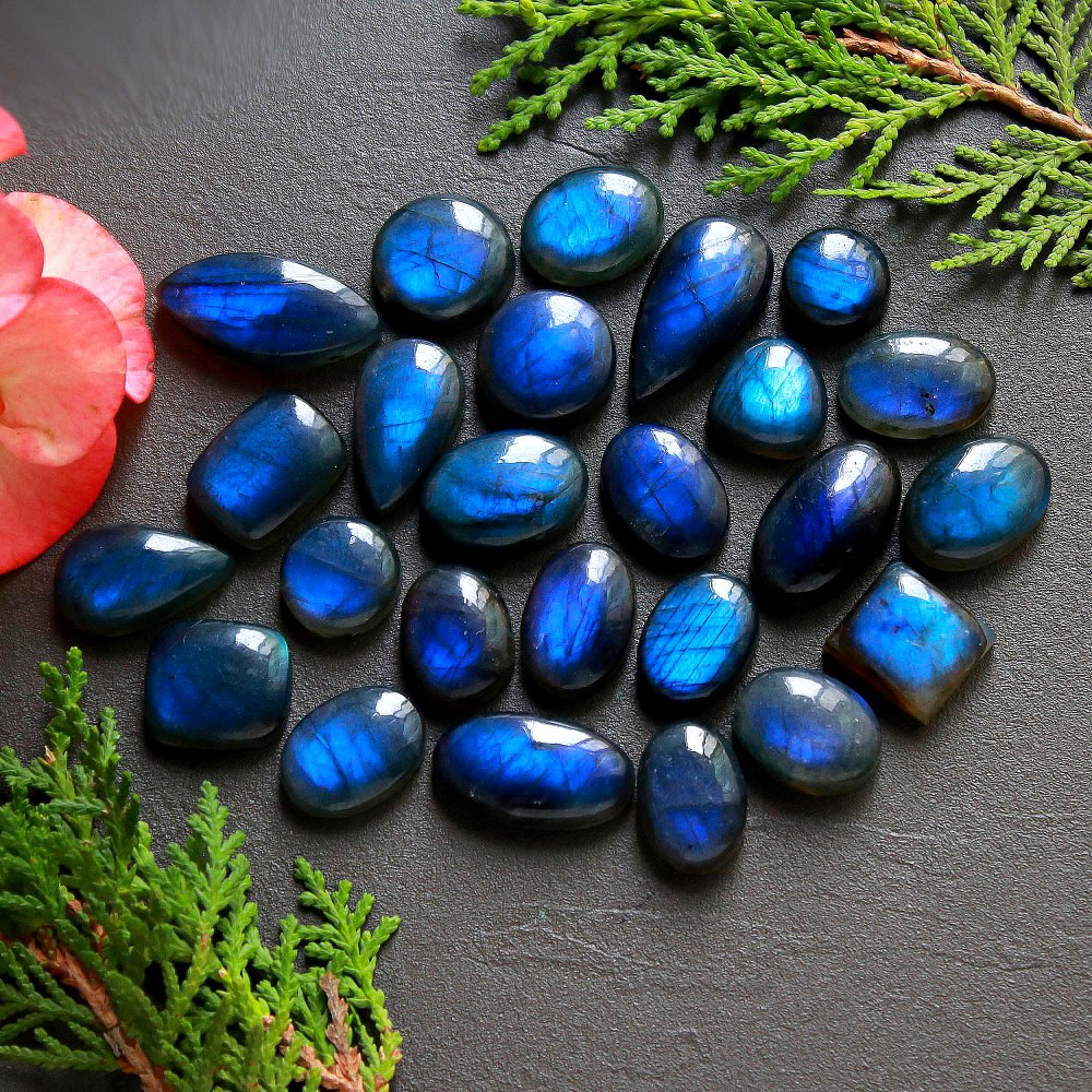 25 Pcs 284 Cts Natural Labradorite Cabochon Loose Gemstone Jewelry Wire Wrapped Pendant Semi-Precious Healing Crystal Lots 25x12-12x12mm #11142