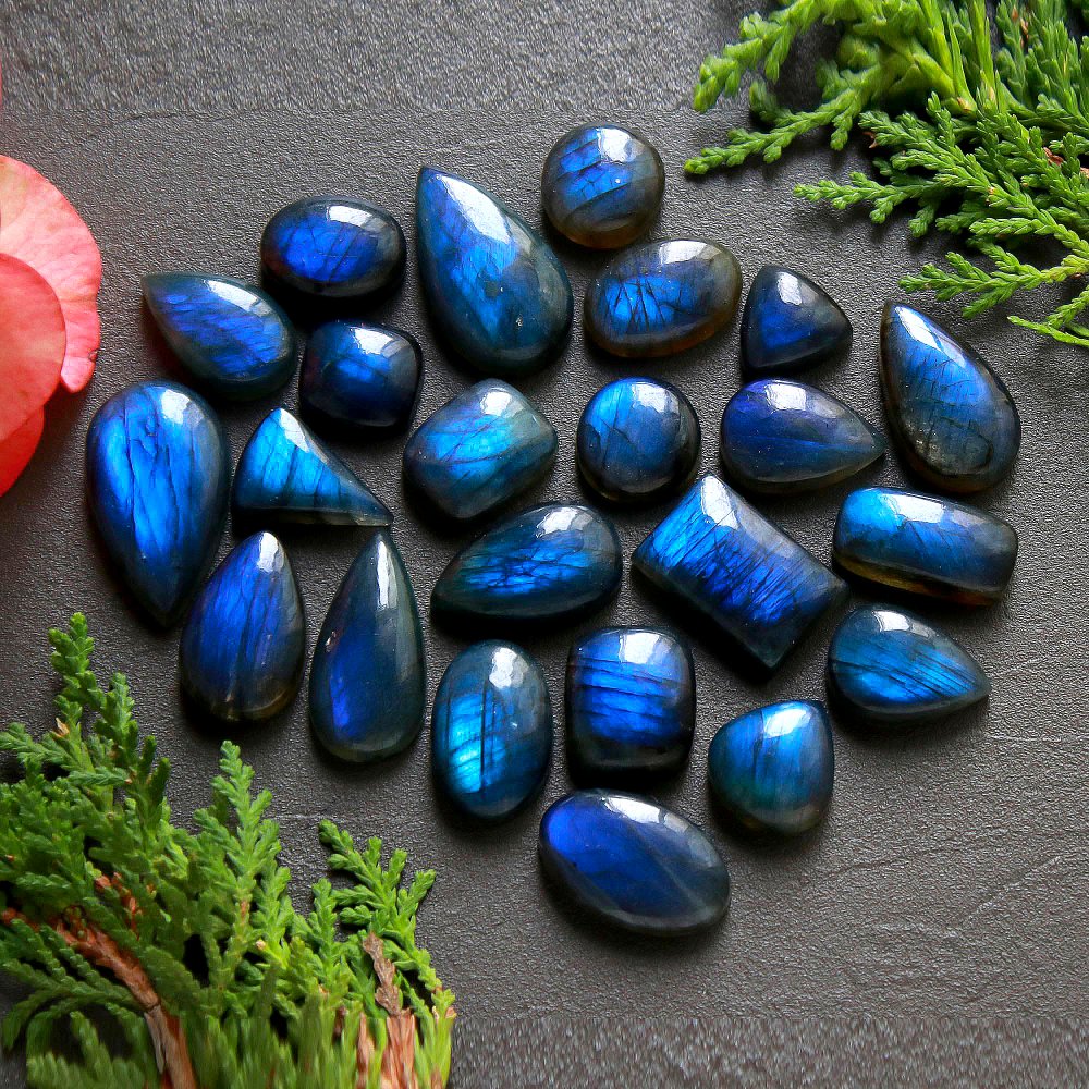 23 Pcs 278 Cts Natural Labradorite Cabochon Loose Gemstone Jewelry Wire Wrapped Pendant Semi-Precious Healing Crystal Lots 26x15-12x12mm #11143