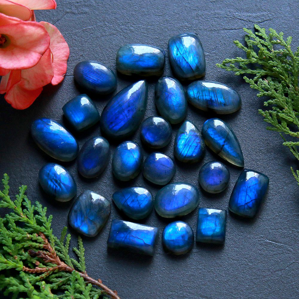 23 Pcs 261 Cts Natural Labradorite Cabochon Loose Gemstone Jewelry Wire Wrapped Pendant Semi-Precious Healing Crystal Lots 27x14-12x12mm #11155