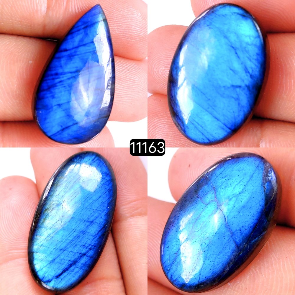 4 Pcs 127 Cts Natural Labradorite Cabochon Loose Gemstone Jewelry Wire Wrapped Pendant Semi-Precious Healing Crystal Lots 27x20-27x18mm #11163