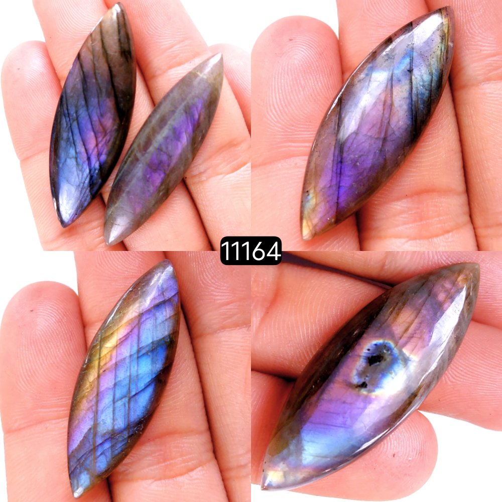 5 Pcs 147 Cts Natural Labradorite Cabochon Loose Gemstone Jewelry Wire Wrapped Pendant Semi-Precious Healing Crystal Lots 50x15-40x14mm #11164