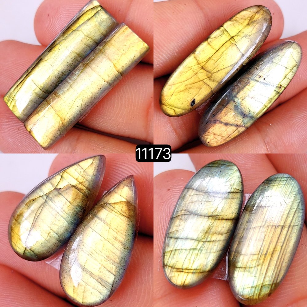 4 Pair 126 Cts Blue Labradorite pairs Labradorite Cabochon Loose Gemstone Labradorite pair for Earring For Woman Earrings Mix Shapes Dangle Drop Earrings 35x12-25x12mm #11173