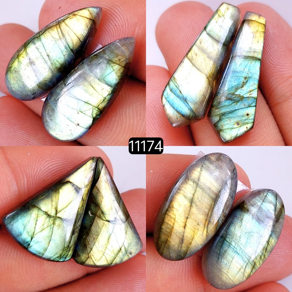 4 Pair 114 Cts Blue Labradorite pairs Labradorite Cabochon Loose Gemstone Labradorite pair for Earring For Woman Earrings Mix Shapes Dangle Drop Earrings 30x9-25x15mm #11174