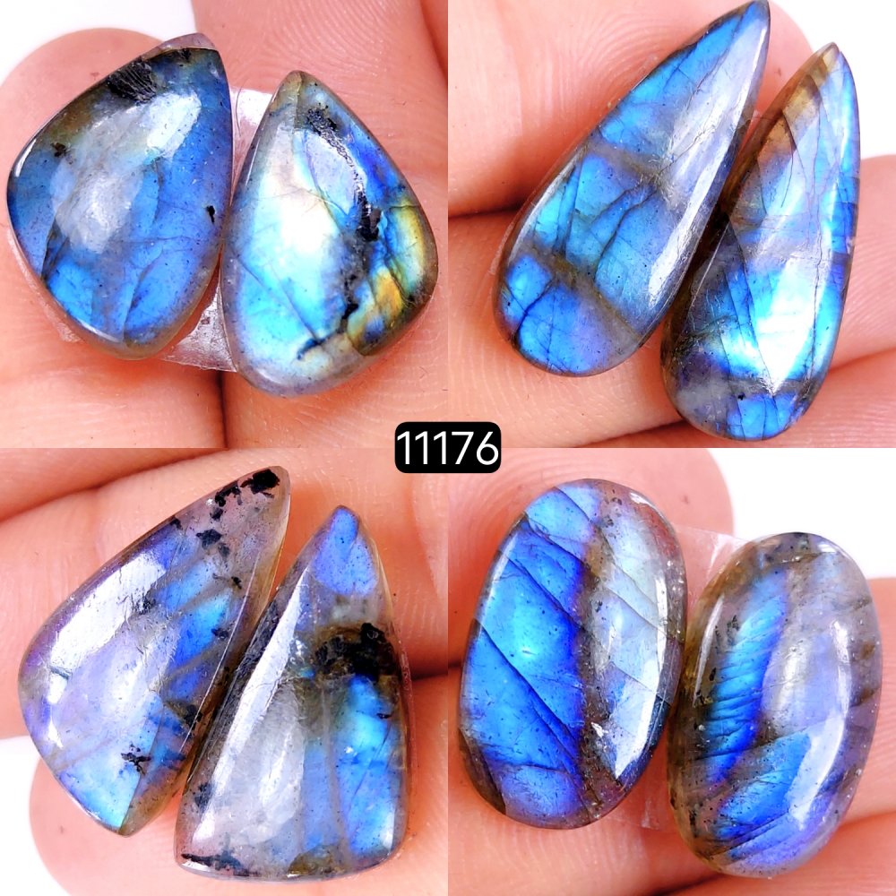 4 Pair 100 Cts Blue Labradorite pairs Labradorite Cabochon Loose Gemstone Labradorite pair for Earring For Woman Earrings Mix Shapes Dangle Drop Earrings 27x12-20x12mm #11176