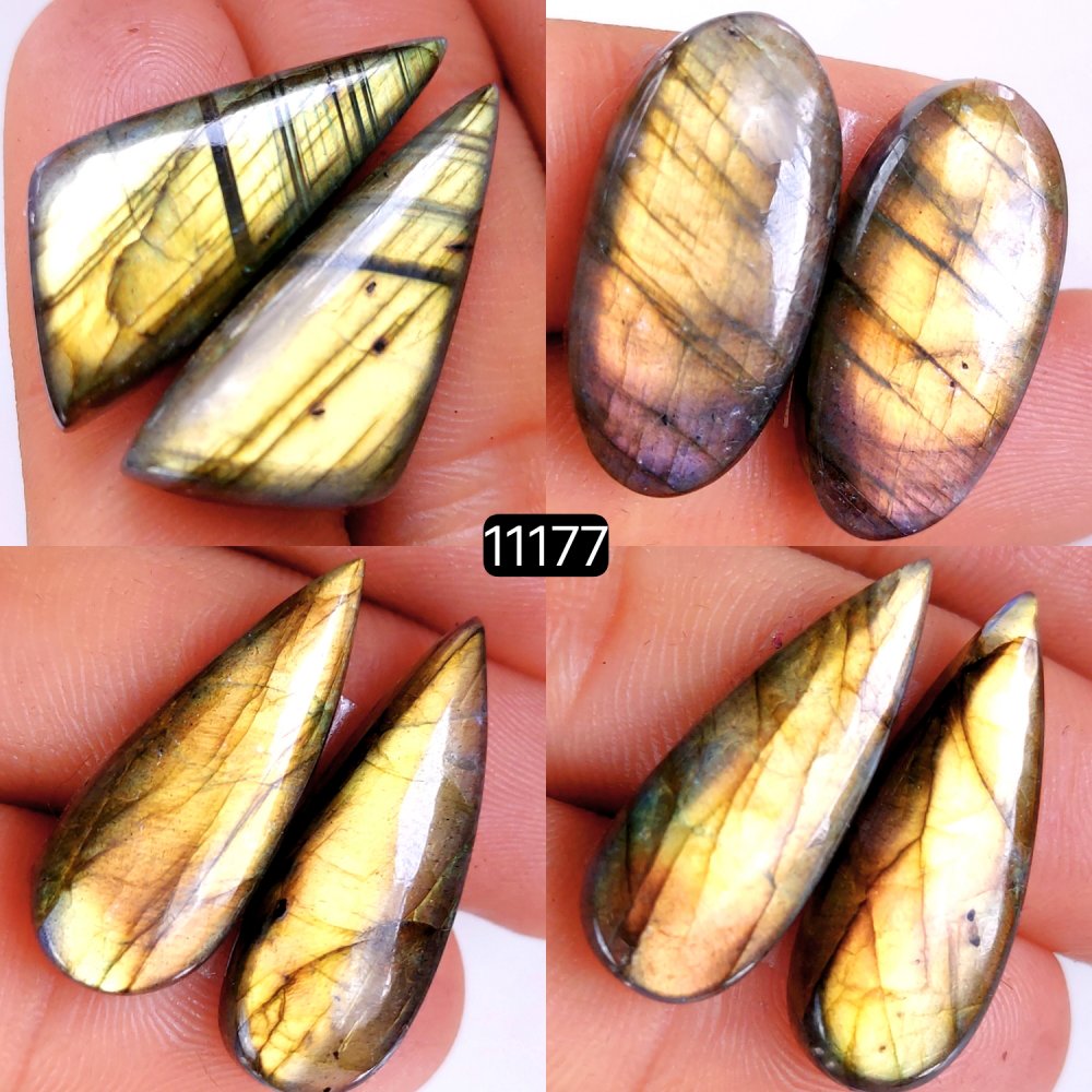 4 Pair 121 Cts Blue Labradorite pairs Labradorite Cabochon Loose Gemstone Labradorite pair for Earring For Woman Earrings Mix Shapes Dangle Drop Earrings 30x12-25x12mm #11177