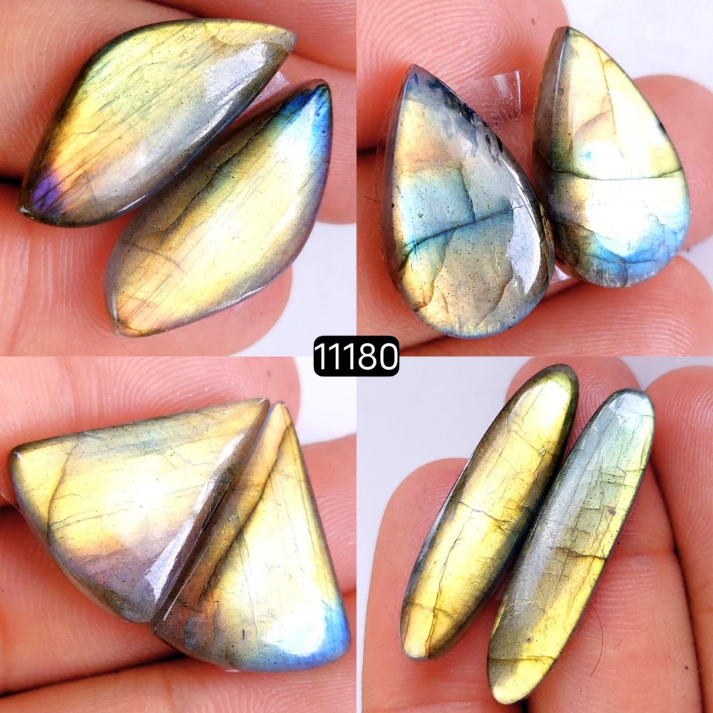 4 Pair 114 Cts Blue Labradorite pairs Labradorite Cabochon Loose Gemstone Labradorite pair for Earring For Woman Earrings Mix Shapes Dangle Drop Earrings 34x8-22x12mm #11180