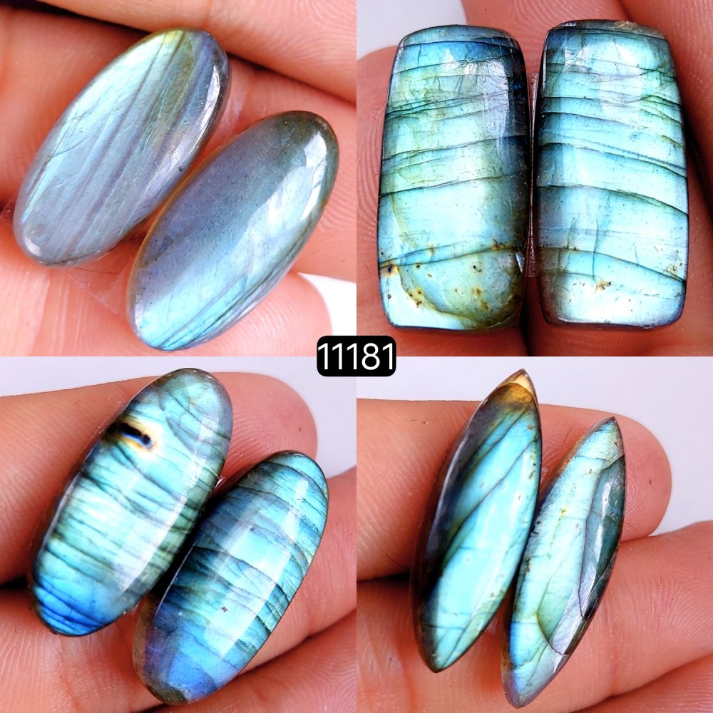 4 Pair 129 Cts Blue Labradorite pairs Labradorite Cabochon Loose Gemstone Labradorite pair for Earring For Woman Earrings Mix Shapes Dangle Drop Earrings 30x12-22x10mm #11181