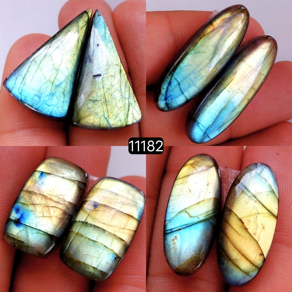 4 Pair 124 Cts Blue Labradorite pairs Labradorite Cabochon Loose Gemstone Labradorite pair for Earring For Woman Earrings Mix Shapes Dangle Drop Earrings 30x16-20x12mm #11182