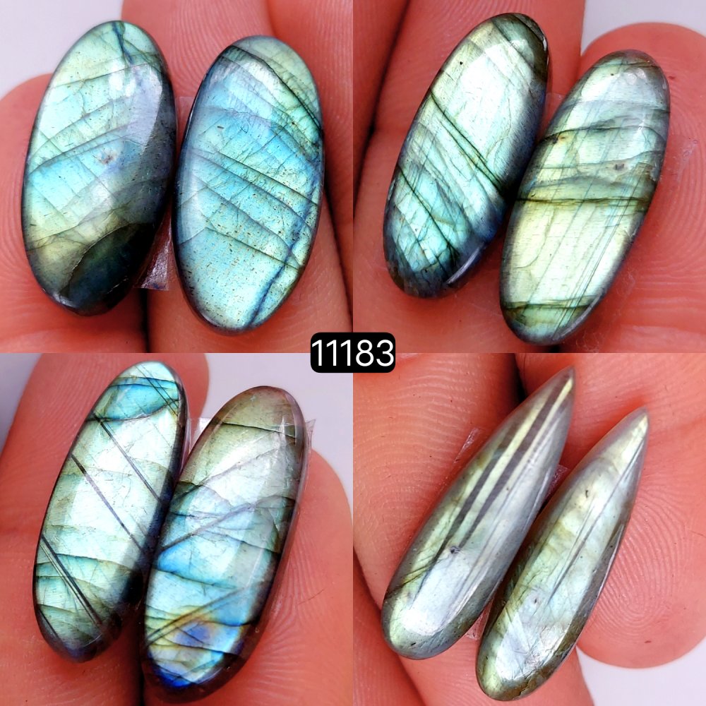 4 Pair 95 Cts Blue Labradorite pairs Labradorite Cabochon Loose Gemstone Labradorite pair for Earring For Woman Earrings Mix Shapes Dangle Drop Earrings 27x13-24x10mm #11183