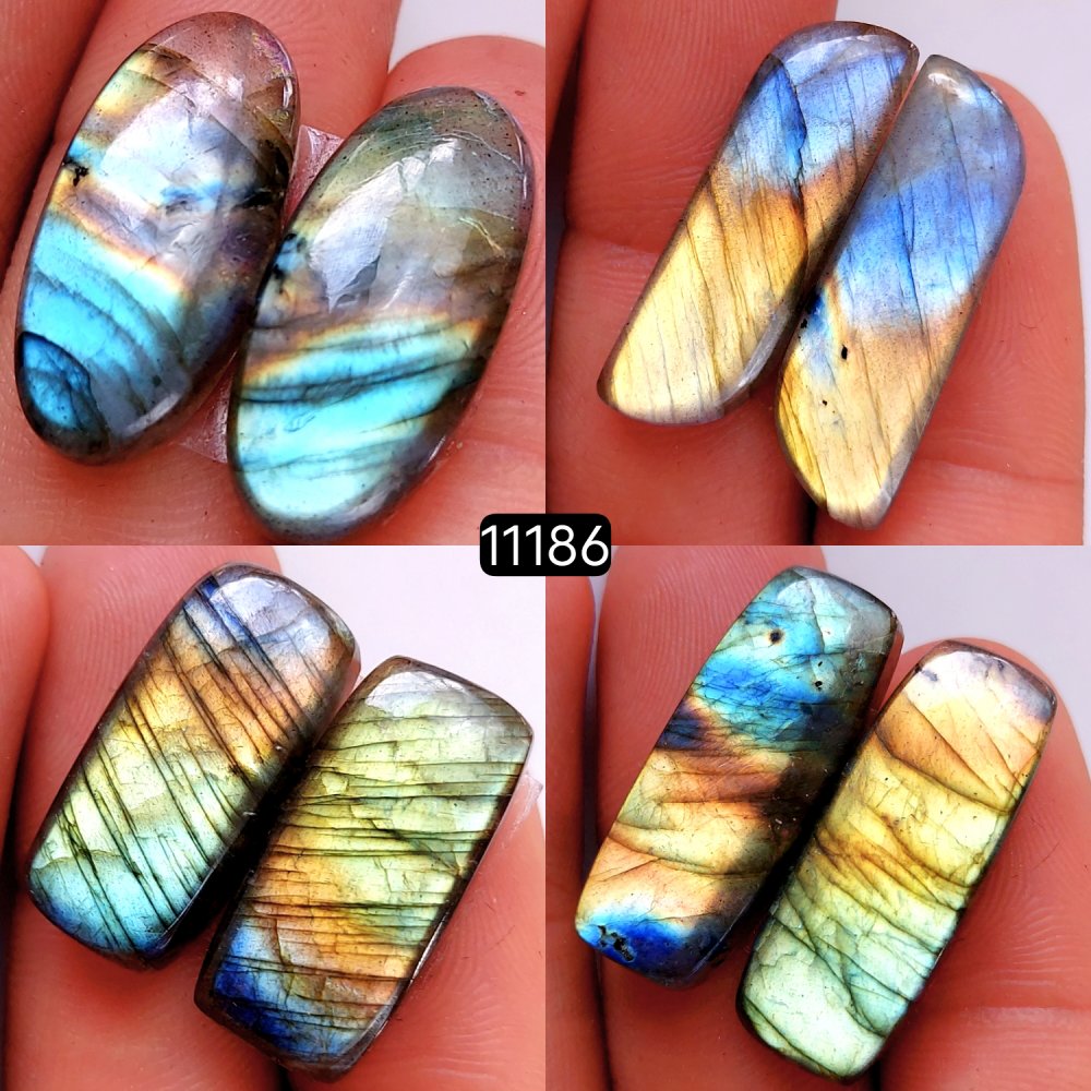 4 Pair 129 Cts Blue Labradorite pairs Labradorite Cabochon Loose Gemstone Labradorite pair for Earring For Woman Earrings Mix Shapes Dangle Drop Earrings 30x10-24x12mm #11186