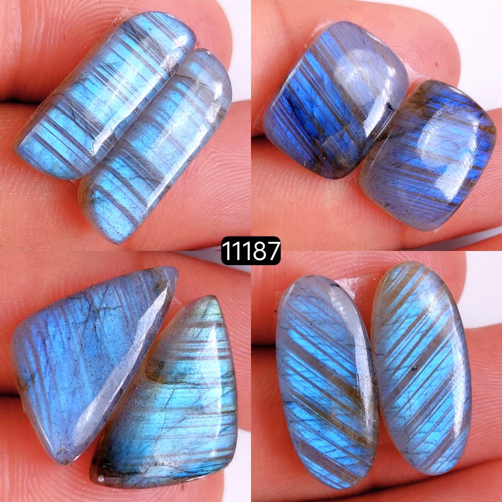 4 Pair 83 Cts Blue Labradorite pairs Labradorite Cabochon Loose Gemstone Labradorite pair for Earring For Woman Earrings Mix Shapes Dangle Drop Earrings 22x10-18x14mm #11187