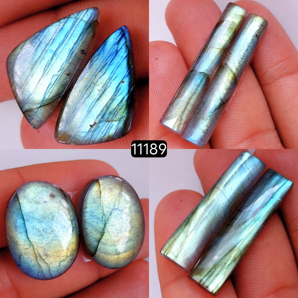 4 Pair 117 Cts Blue Labradorite pairs Labradorite Cabochon Loose Gemstone Labradorite pair for Earring For Woman Earrings Mix Shapes Dangle Drop Earrings 38x6-25x14mm #11189