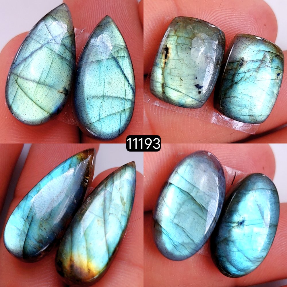 4 Pair 101 Cts Blue Labradorite pairs Labradorite Cabochon Loose Gemstone Labradorite pair for Earring For Woman Earrings Mix Shapes Dangle Drop Earrings 30x10-18x14mm #11193
