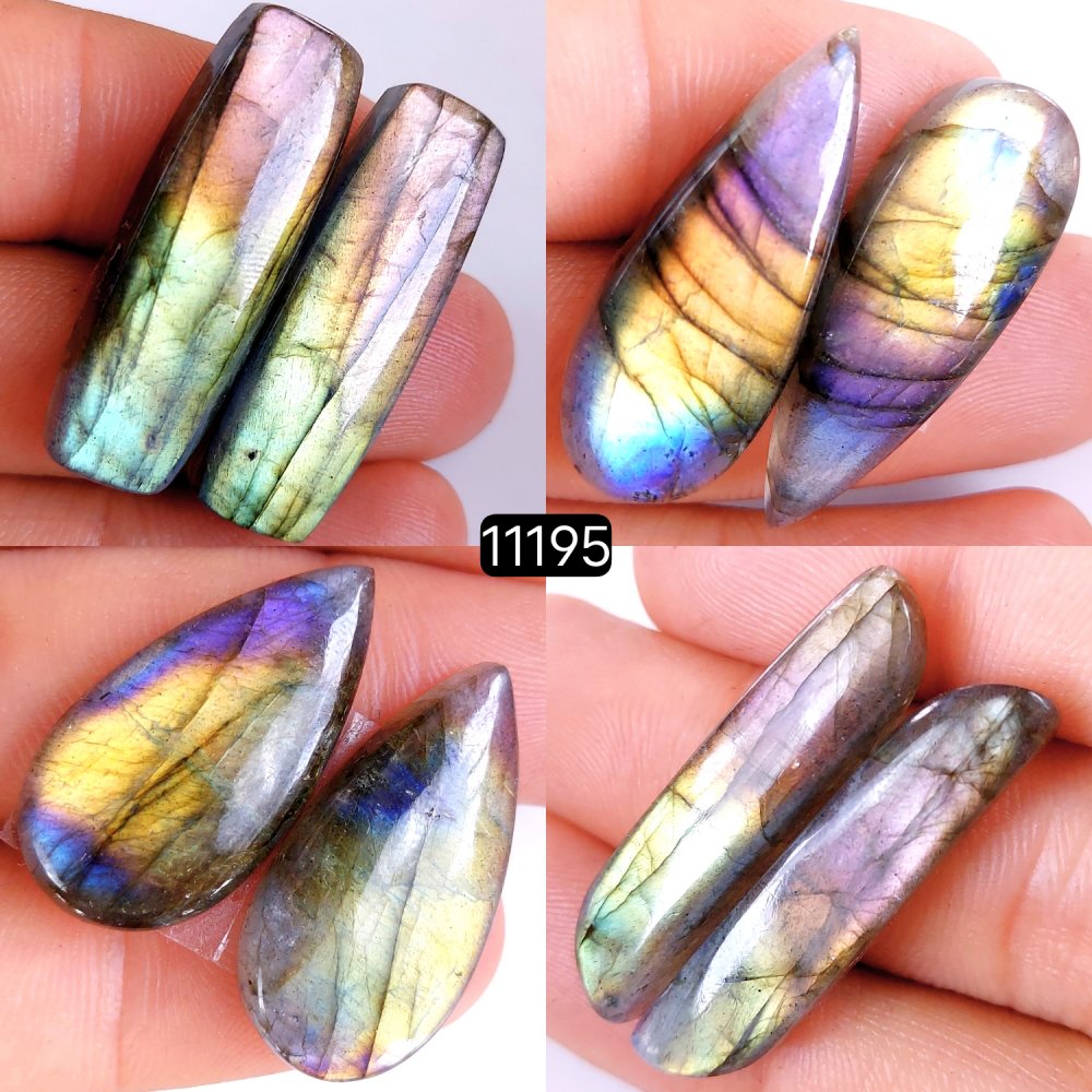 4 Pair 141 Cts Blue Labradorite pairs Labradorite Cabochon Loose Gemstone Labradorite pair for Earring For Woman Earrings Mix Shapes Dangle Drop Earrings 32x10-27x15mm #11195