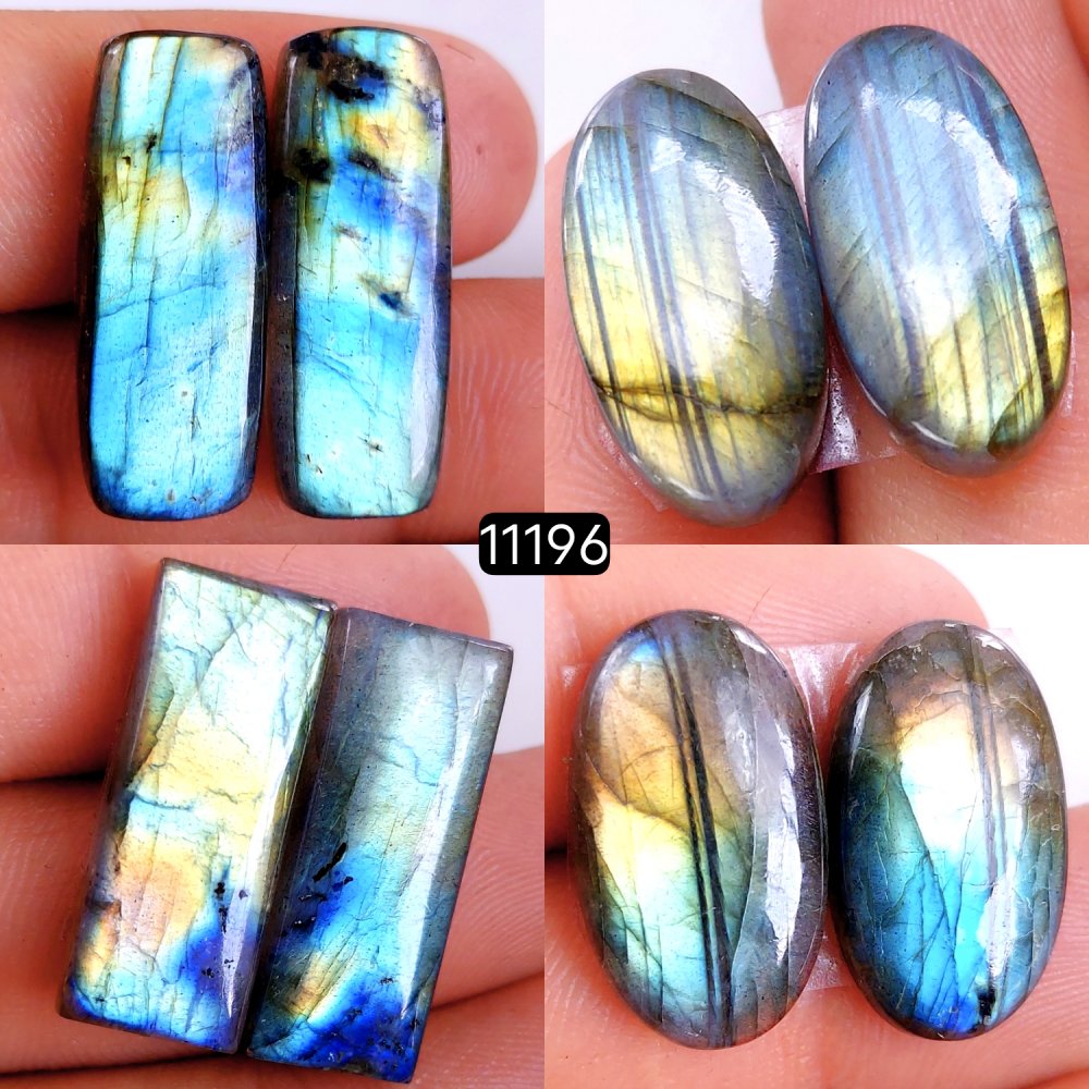 4 Pair 115 Cts Blue Labradorite pairs Labradorite Cabochon Loose Gemstone Labradorite pair for Earring For Woman Earrings Mix Shapes Dangle Drop Earrings 27x11-20x10mm #11196