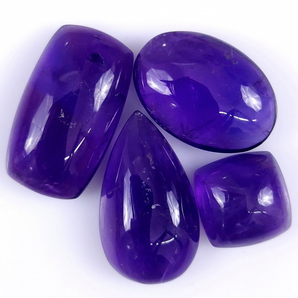4Pcs 101Cts. Natural Amethyst Cabochon Purple Loose Gemstone For Jewelry Making#112