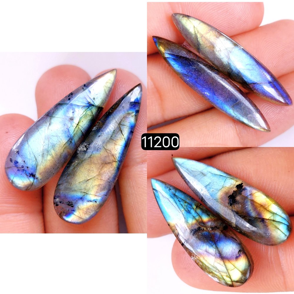 3 Pair 91 Cts Blue Labradorite pairs Labradorite Cabochon Loose Gemstone Labradorite pair for Earring For Woman Earrings Mix Shapes Dangle Drop Earrings 27x12-28x14mm #11200