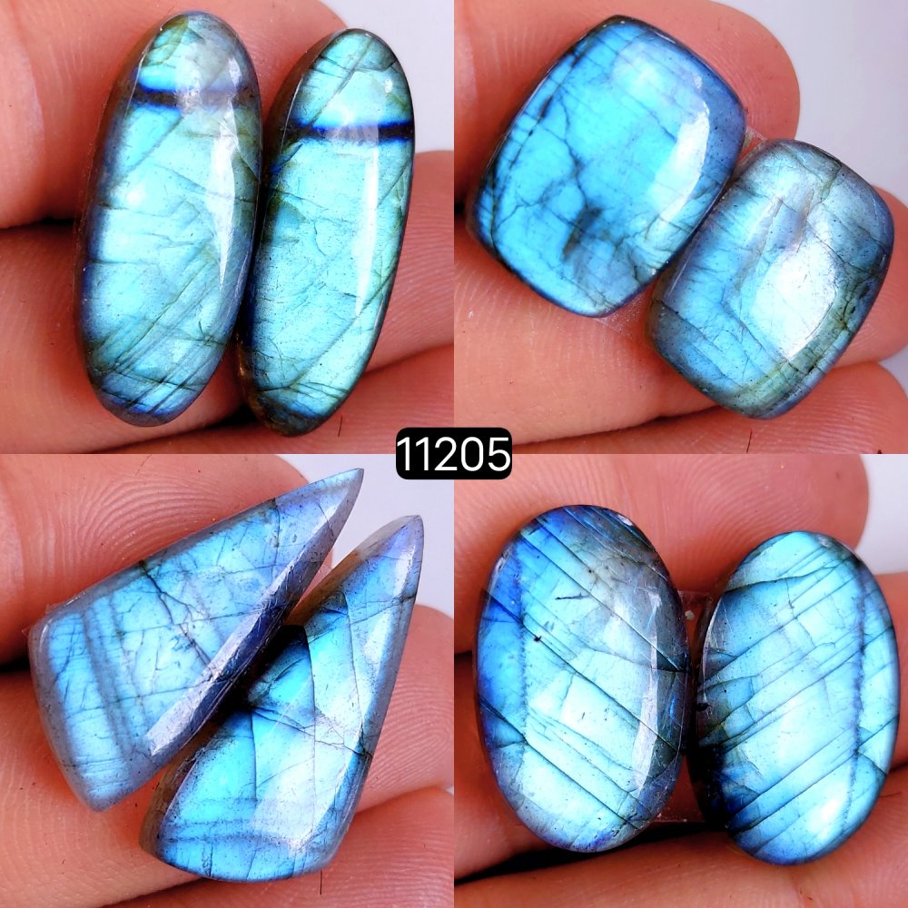 4 Pair 138 Cts Blue Labradorite pairs Labradorite Cabochon Loose Gemstone Labradorite pair for Earring For Woman Earrings Mix Shapes Dangle Drop Earrings 30x12-20x15mm #11205