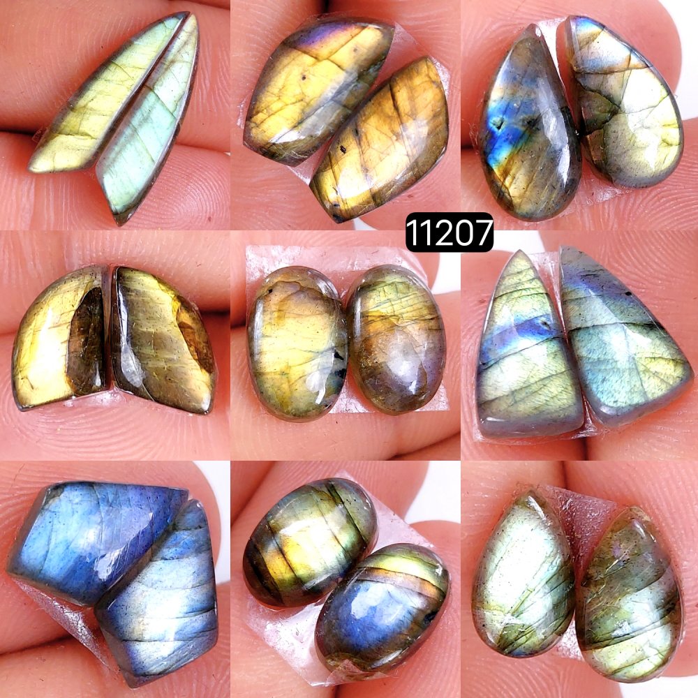 9 Pair 88 Cts Blue Labradorite pairs Labradorite Cabochon Loose Gemstone Labradorite pair for Earring For Woman Earrings Mix Shapes Dangle Drop Earrings 24x7-14x8mm #11207